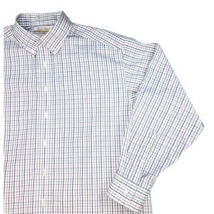 Roundtree & Yorke Gold Label Mens 16 Non-Iron Cotton Check Button Down Shirt